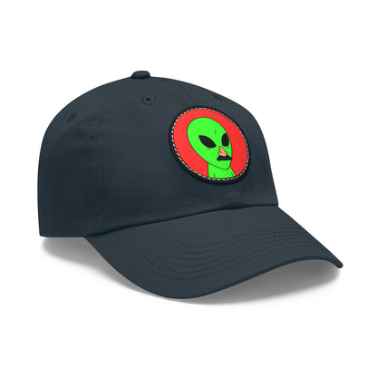 Fake Alien Human Mask Dad Hat with Leather Patch (Round)