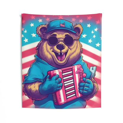 Accordion Musical Bear USA American Style Animal Indoor Wall Tapestries