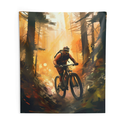 Mountain Bike Adventure - Forest Trail Graphic Indoor Wall Tapestries