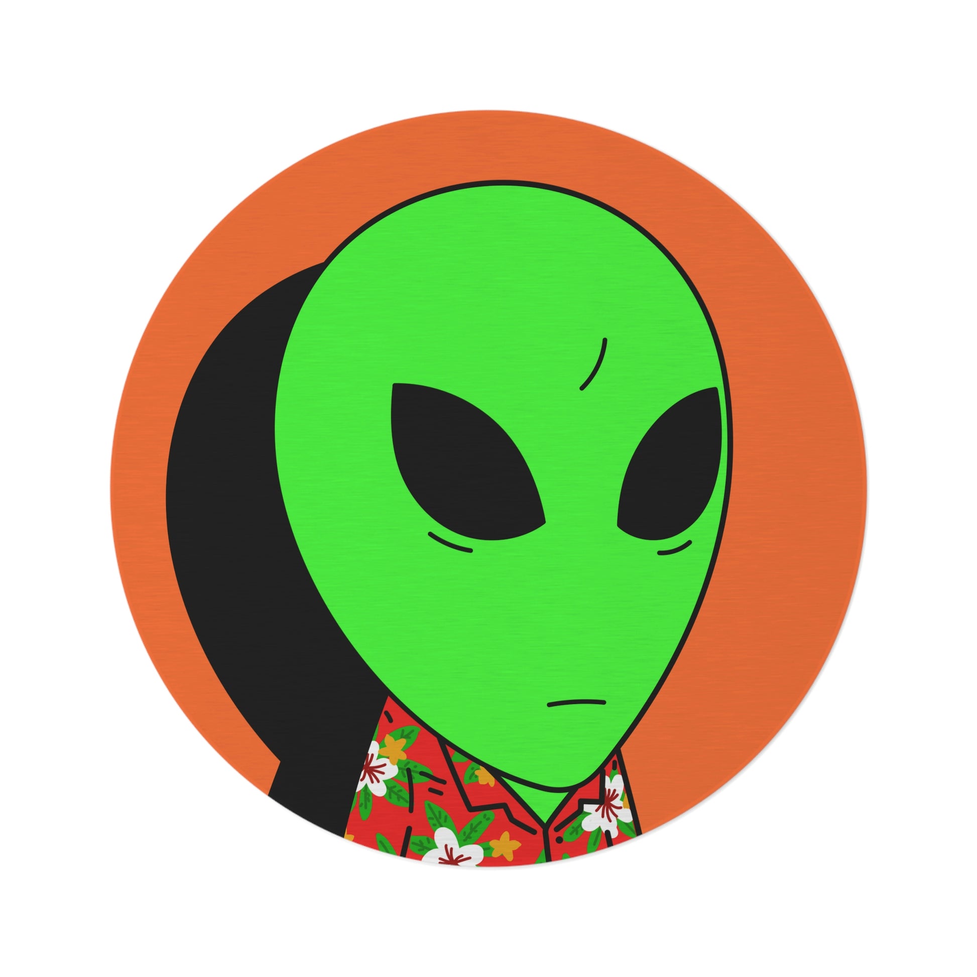 Hawaiian Shirt Green Alien Visitor Shadow Round Rug - Visitor751