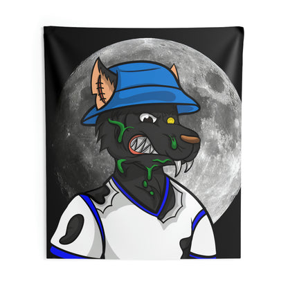 Black Wolf Full Moon Cyborg Werewolve Indoor Wall Tapestries