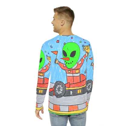 Racer Car Driver Alien Veggie Visi the Vegetable Visitor Men's Long Sleeve AOP Shirt