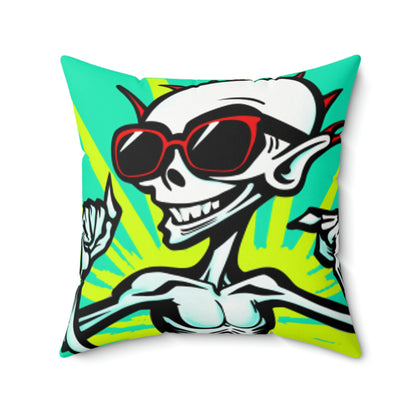 Beach Bum Summer Alien Anime Spun Polyester Square Pillow