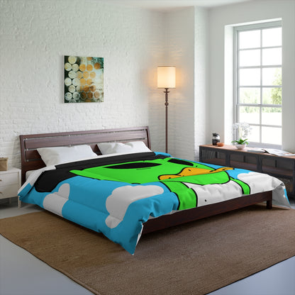 The Visitors Green Alien Duck Black Top Hat Bed Comforter