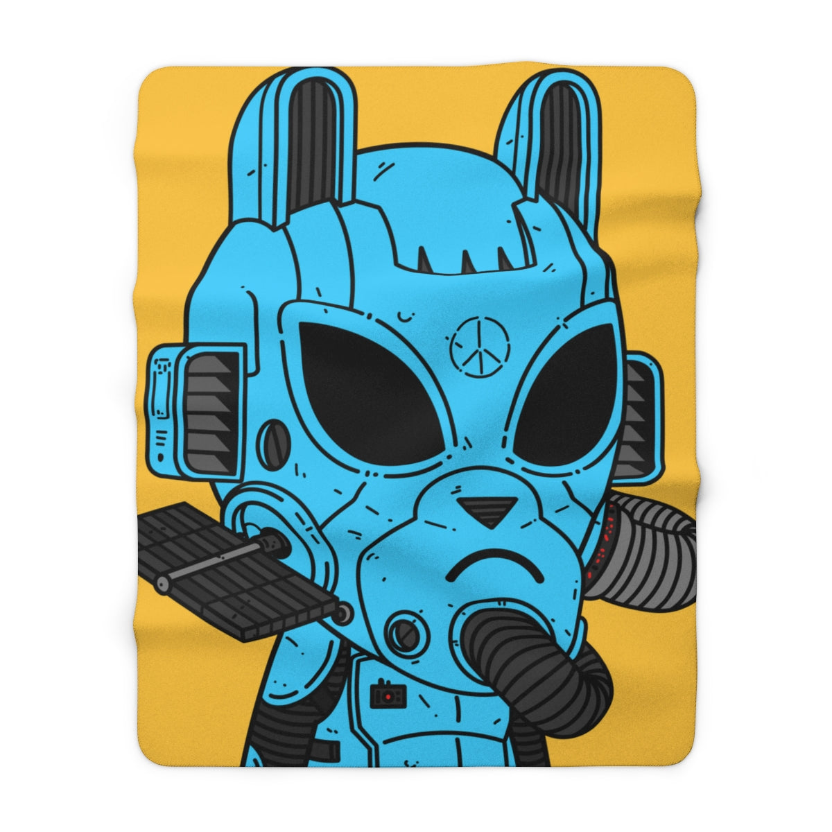 Armored Blue Peace Future Alien Cyborg Machine Visitor Sherpa Fleece Blanket