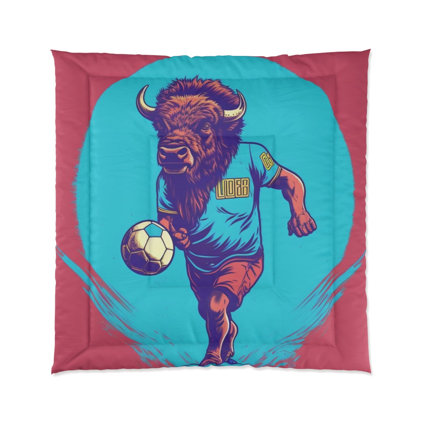 American Bison Soccer Player Sport Buffalo Graphic Comforter