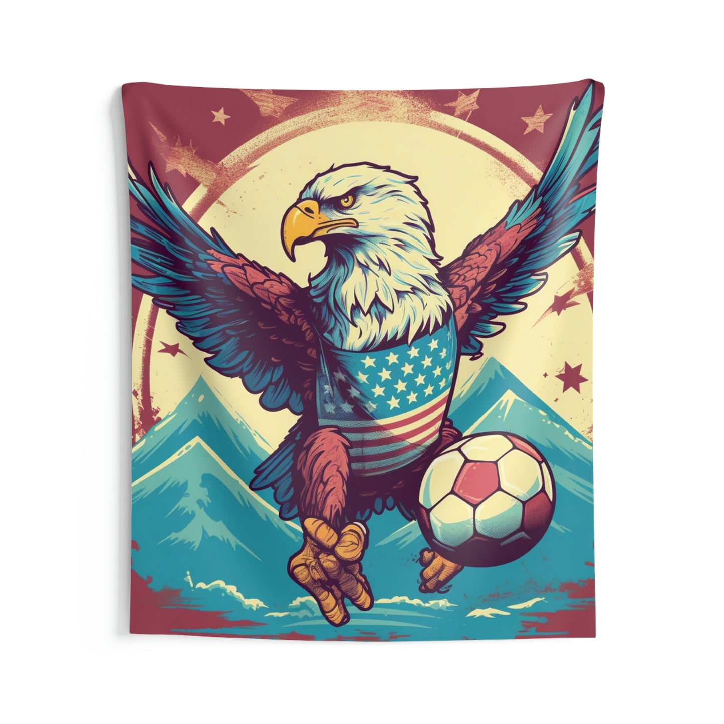 American Bald Eagle Soccer Athletic Team USA Graphic Indoor Wall Tapestries