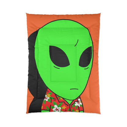 Hawaiian Shirt Green Alien Visitor Shadow Bed Comforter