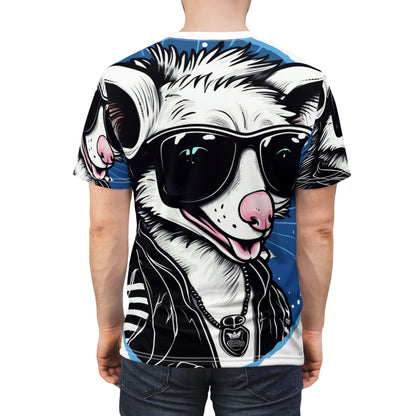 Whimsical Possum Retro Art Unisex Cut & Sew Tee (AOP)