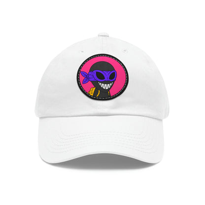 Dark Ninja Warrior Alien Visitor Dad Hat with Leather Patch (Round)