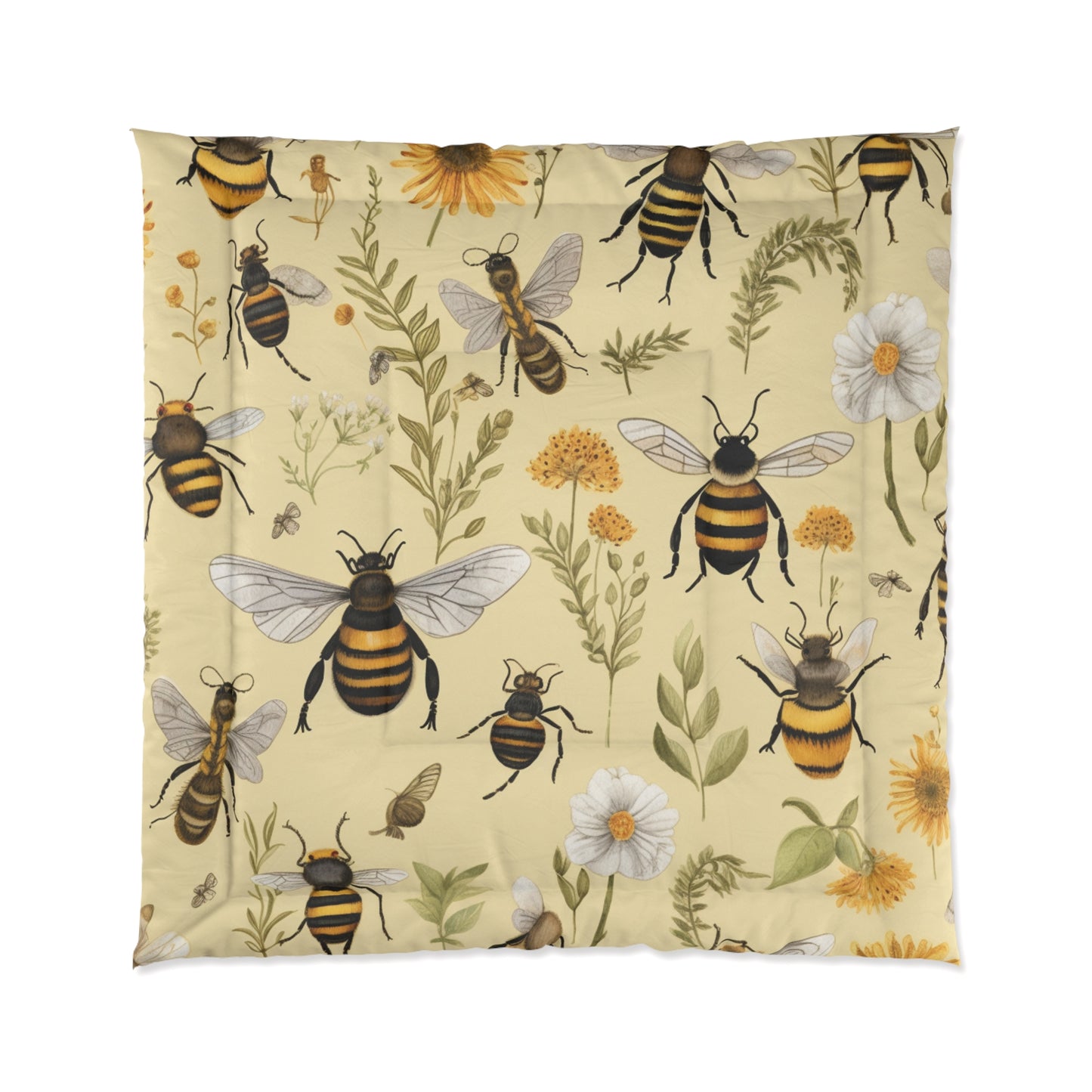 Whimsical Bees & Honeycombs Nature-Friendly Pattern Design Comforter