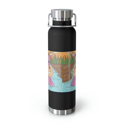 Hippo Hippopotamus Animal Creature Graphic Copper Vacuum Insulated Bottle, 22oz