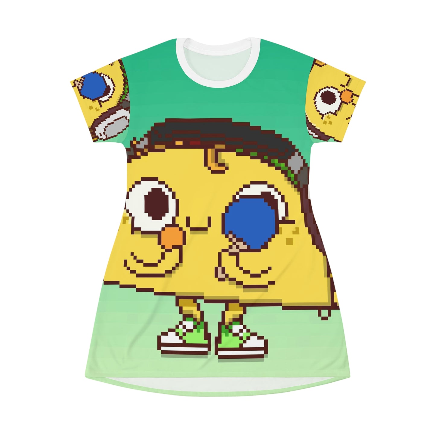 Vestido camiseta con estampado integral de jugador de ping pong y taco de tenis de mesa 