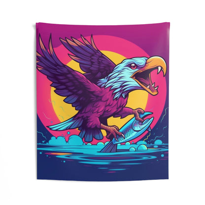 American Bald Eagle USA Fish Catch Dinner Graphic Indoor Wall Tapestries