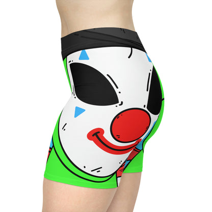 Clown Visitor Green Alien w/ Devil Wings Women's Biker Shorts