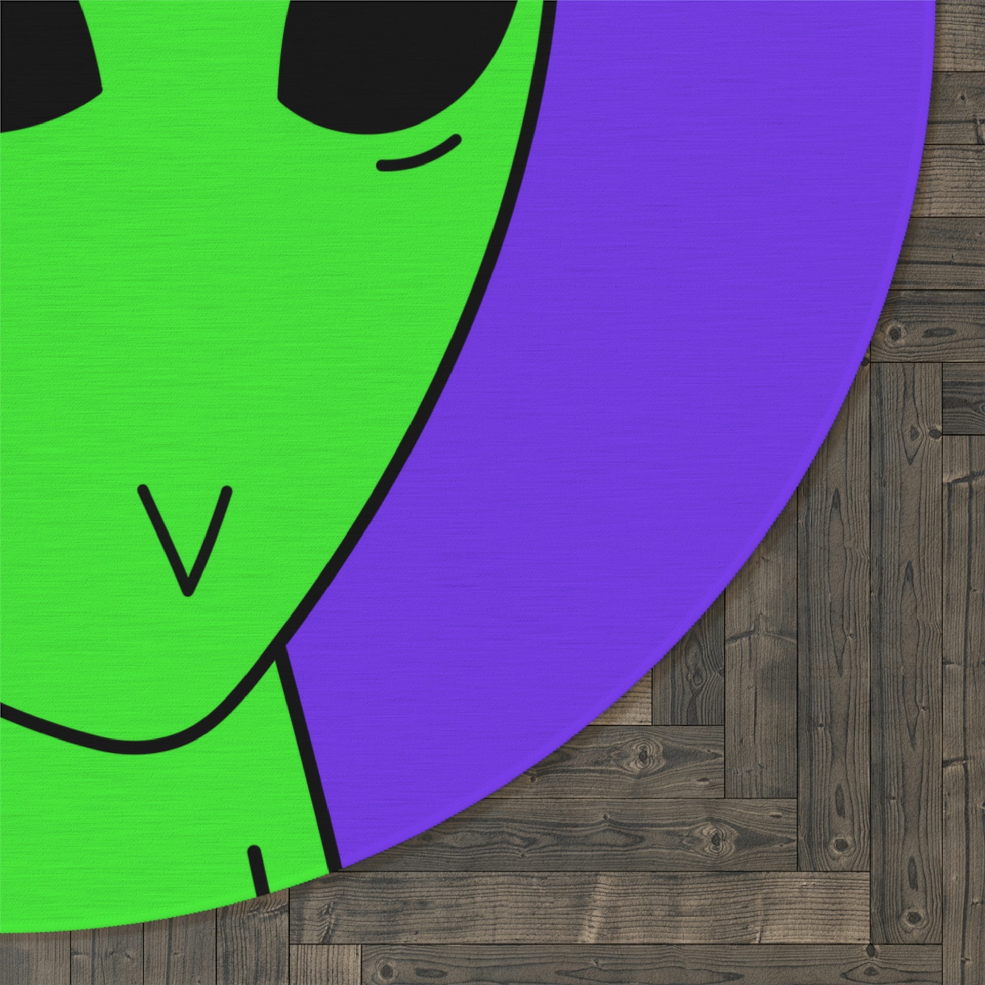 Green Alien V Face Pink Visi hat Visitor Round Rug - Visitor751