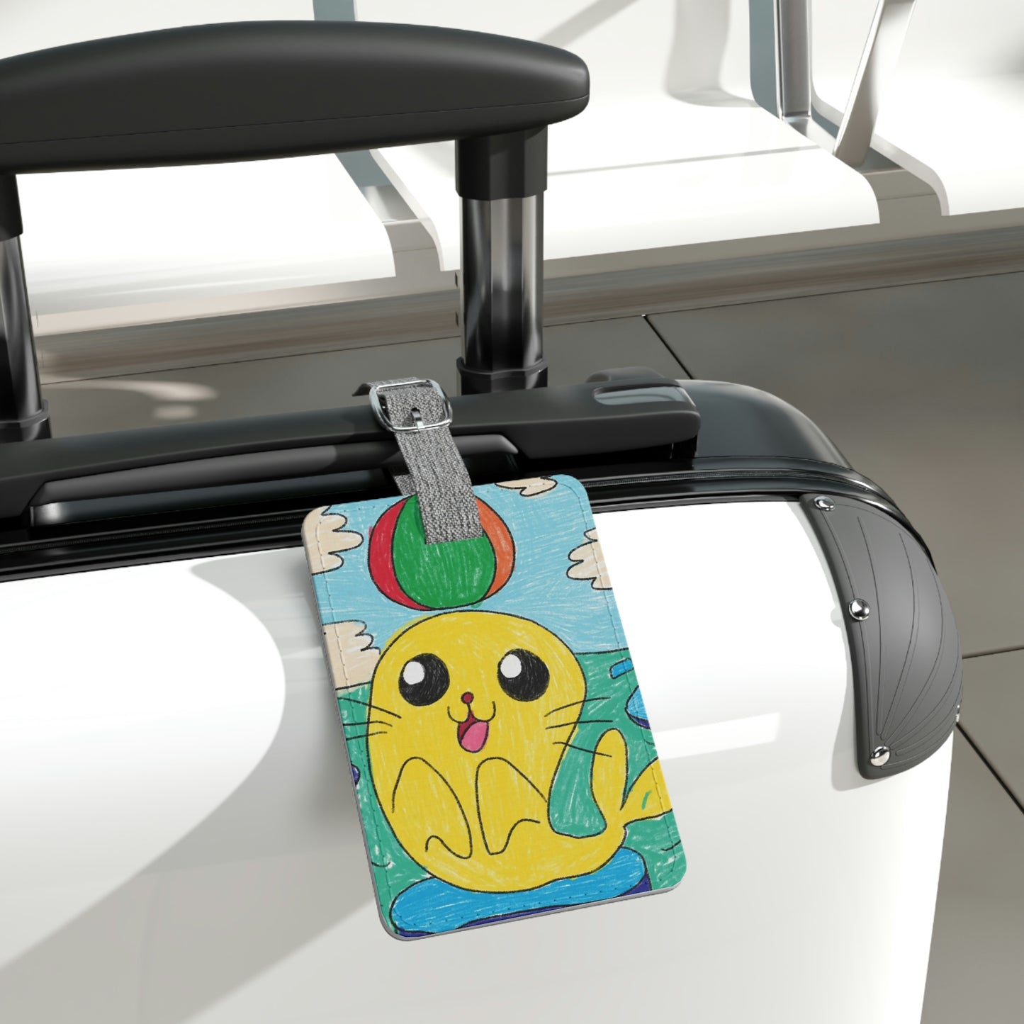 Seal Trick Marine Ocean Animal Sea Creature Saffiano Polyester Luggage Tag, Rectangle