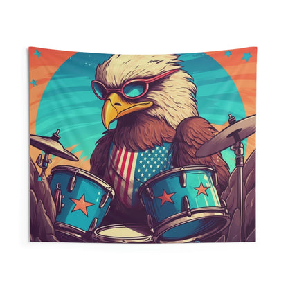 American Bald Eagle Drum Player Classic USA Graphic Indoor Wall Tapestries