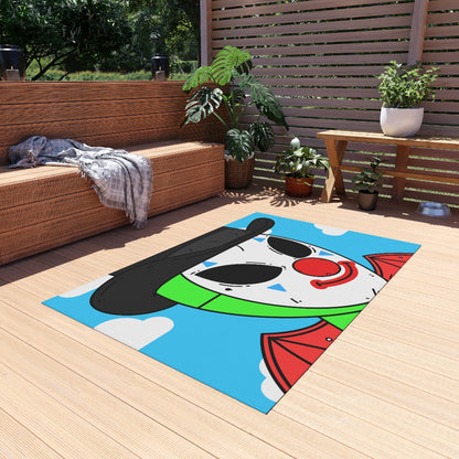 Clown Visitor Green Alien w/ Devil Wings Outdoor Rug