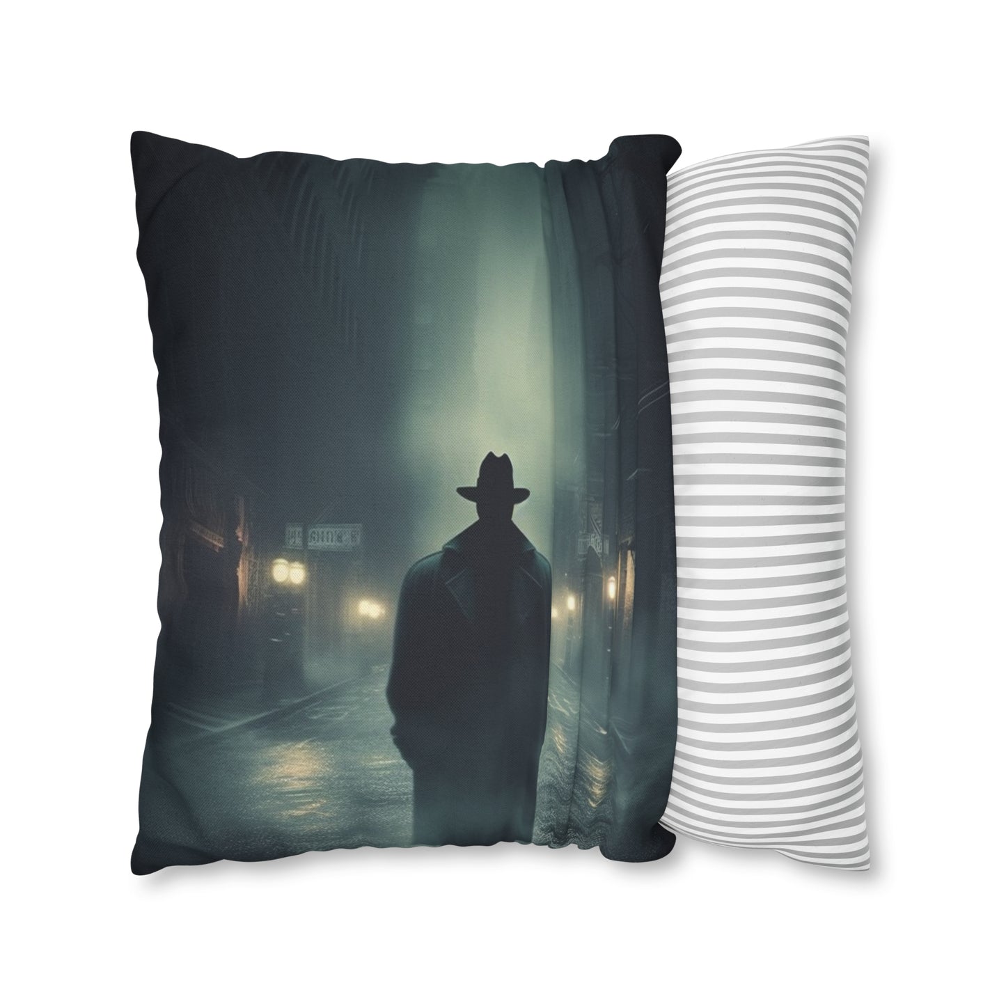 Mystery Detective Alley - Noir Book Cover Artwork Spun Polyester Square Pillow Case