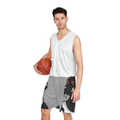 Heart Valentine Black Wolf Cyborg Basketball Shorts