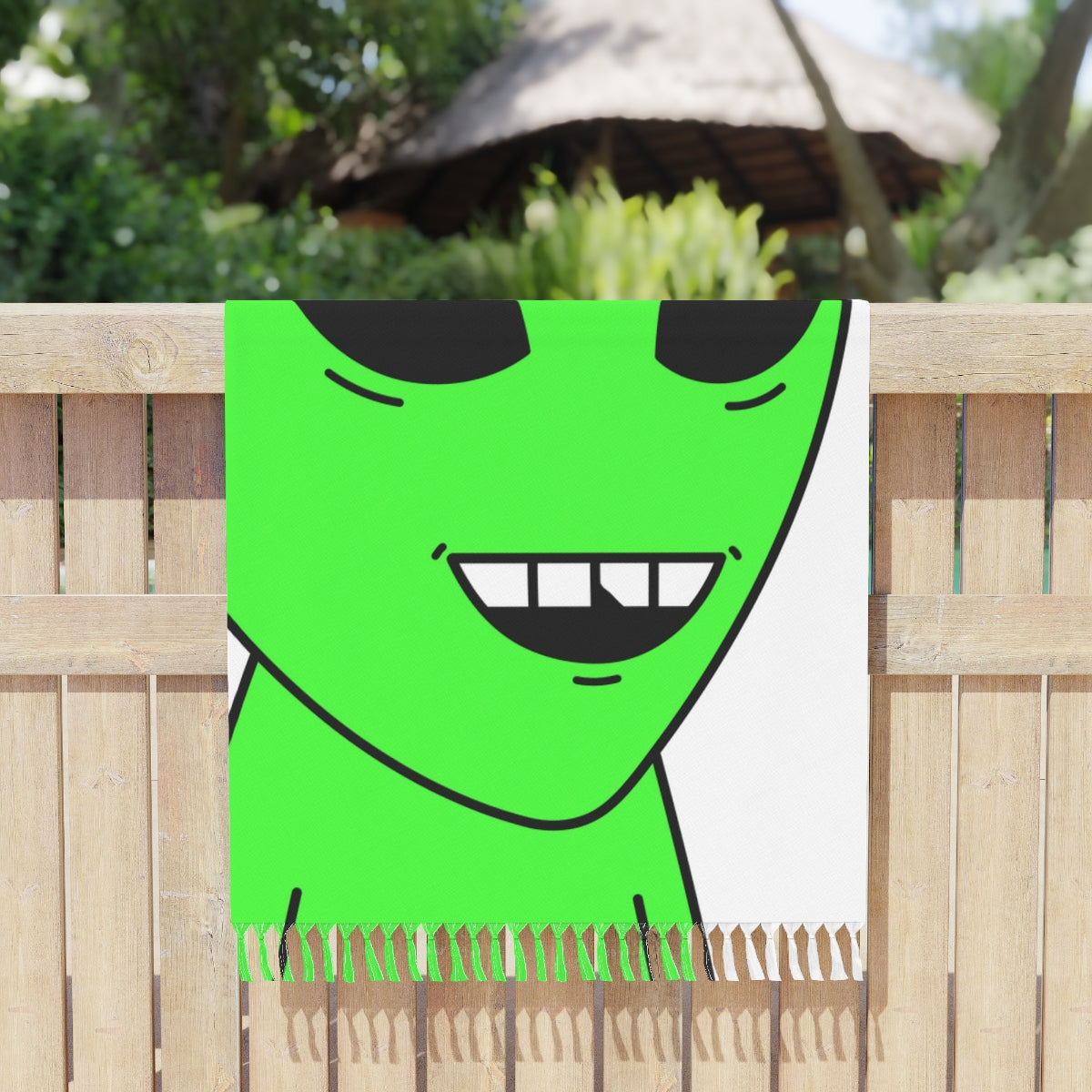 The Green Alien Visitor with Hat Boho Beach Cloth