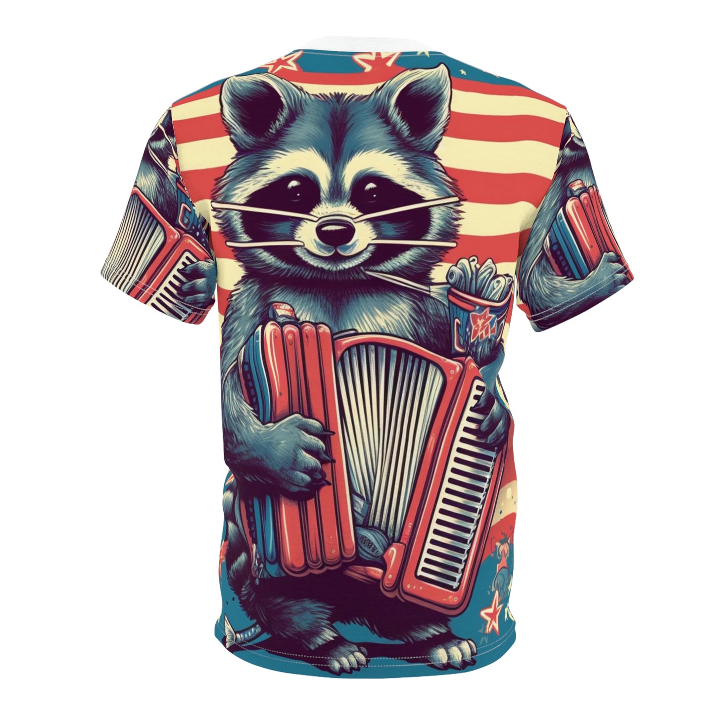 Raccoon Accordion Musician Furry Animal Graphic Unisex Cut & Sew Tee (AOP)