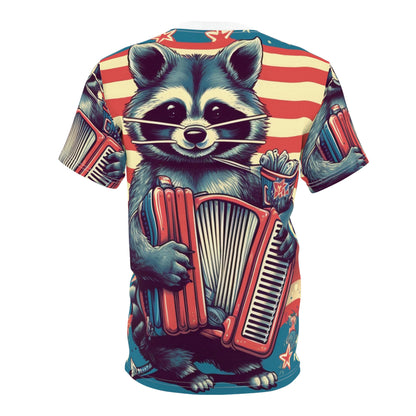 Raccoon Accordion Musician Furry Animal Graphic Unisex Cut & Sew Tee (AOP)