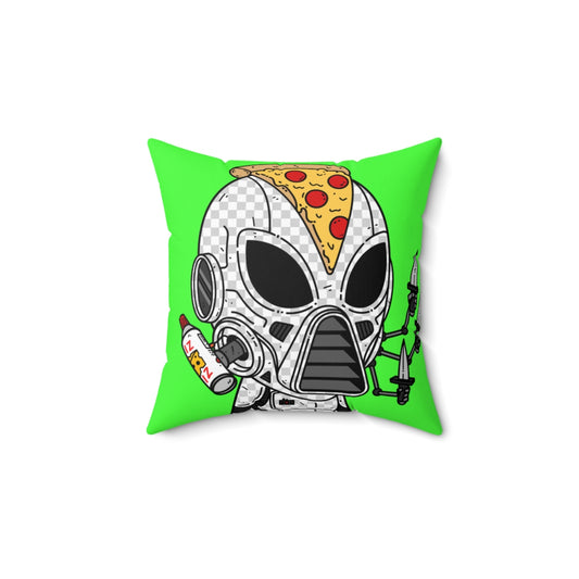 Knive Peppe Pizza Viz Wiz Armored White Future Alien Cyborg Machine Visitor Spun Polyester Square Pillow