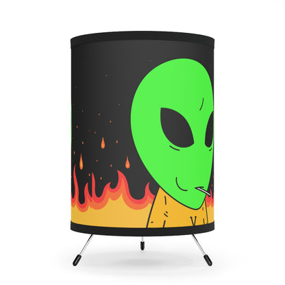 Space Alien UFO SCI FI Sucker Visitor Fire Flame Blazing heat Galactic Tripod Lamp with High-Res Printed Shade, US\CA plug