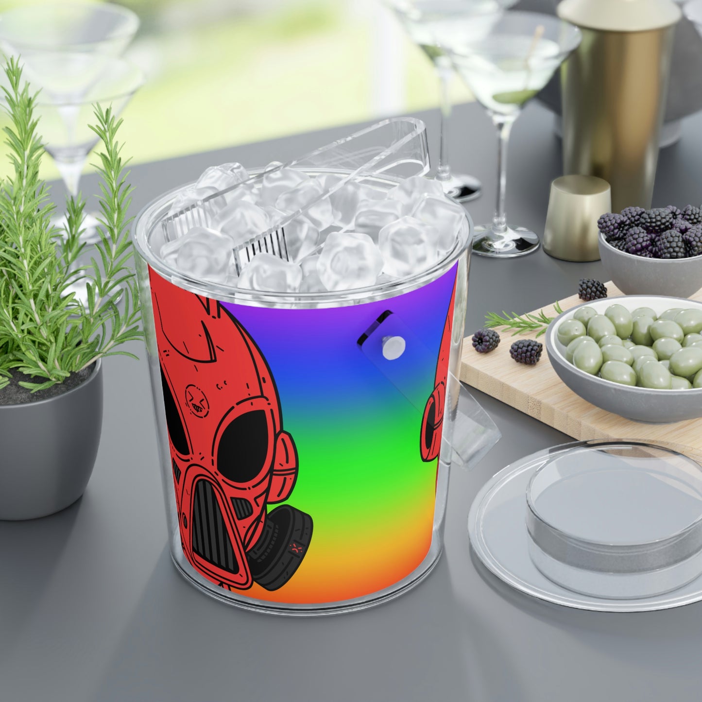 Pride Rainbow Robot Cyborg Alien Ice Bucket with Tongs