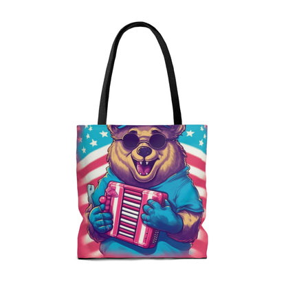 Accordion Musical Bear USA American Style Animal Tote Bag (AOP)