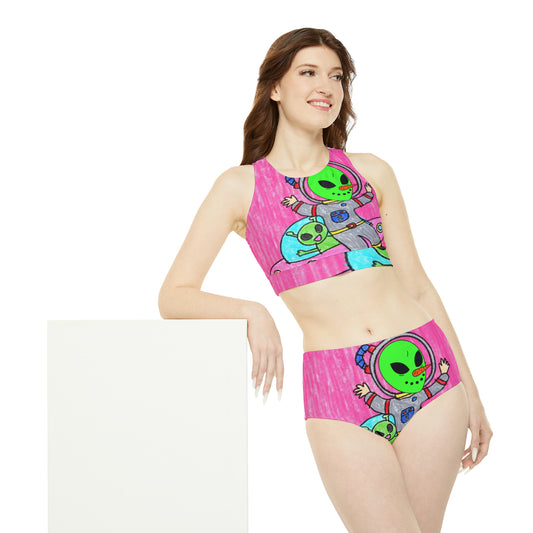 Conjunto de bikini deportivo Veggie Visi Alien Vegetal Visitor UFO (AOP)