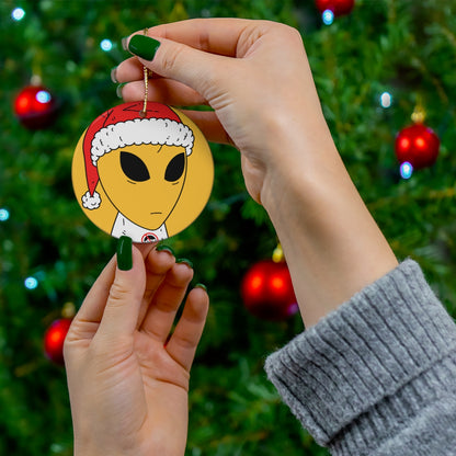 Alien Santa Space Character Holiday Winter Season Ceramic Ornament, 4 Shapes