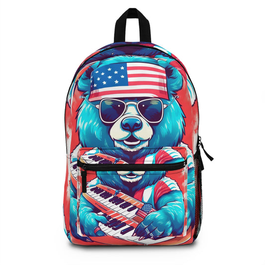 Keys of Patriotism: Piano Player Patriotic Bear's 4th of July Musical Celebration Backpack