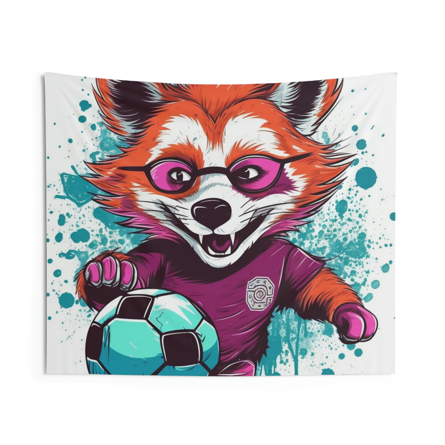 Red Panda Soccer Sport Athlete Graphic Indoor Wall Tapestries