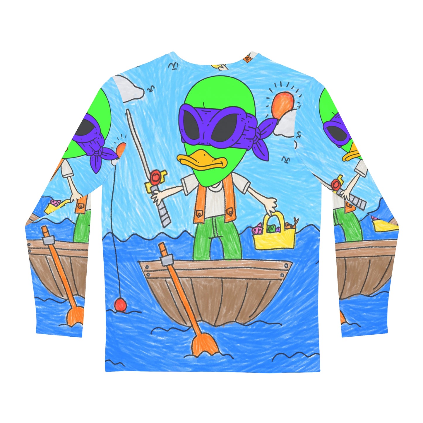 Fishy Alien Fish Catcher Visitor 751 Fishing Men's Long Sleeve AOP Shirt