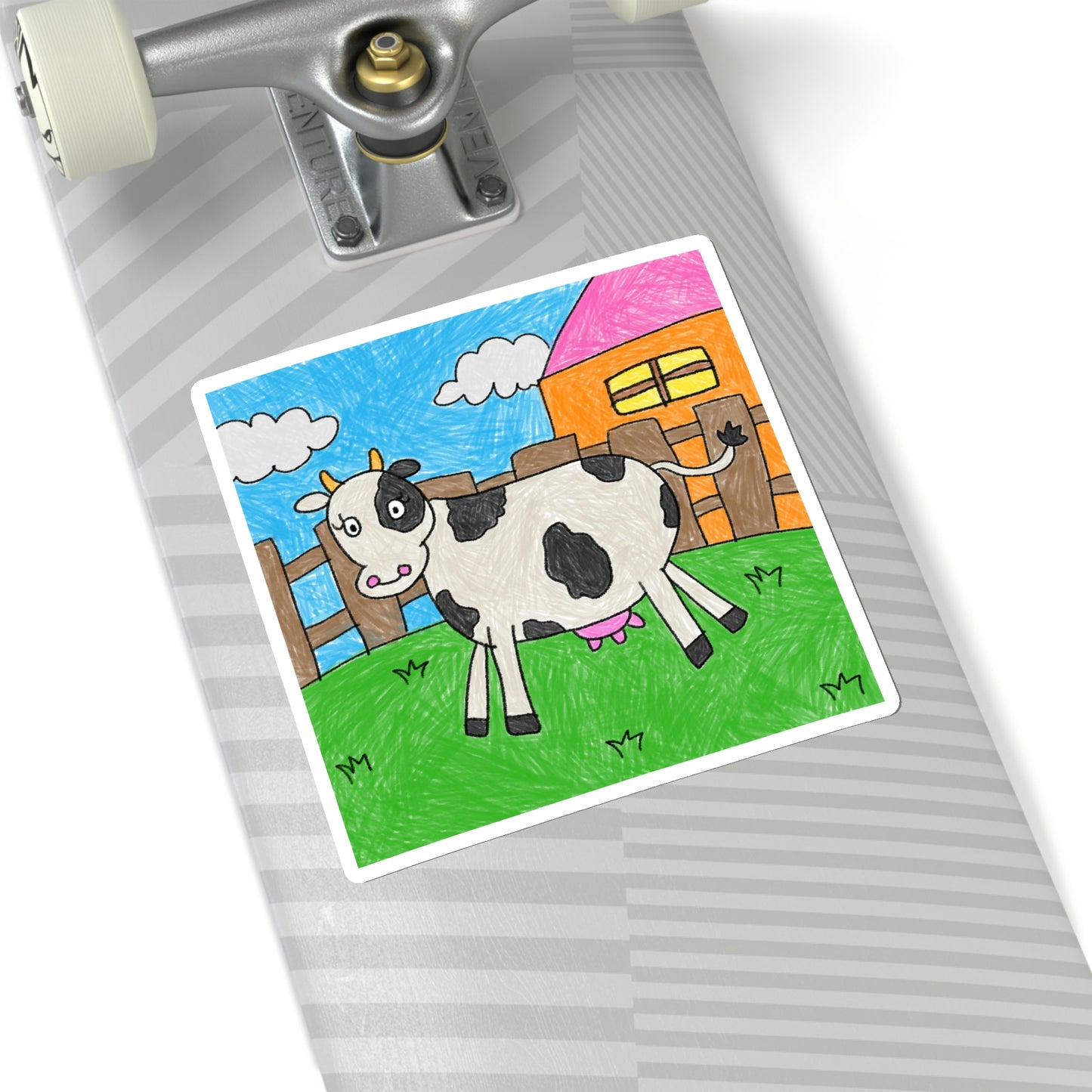 Cow Moo Farm Barn Animal Character Kiss-Cut Stickers