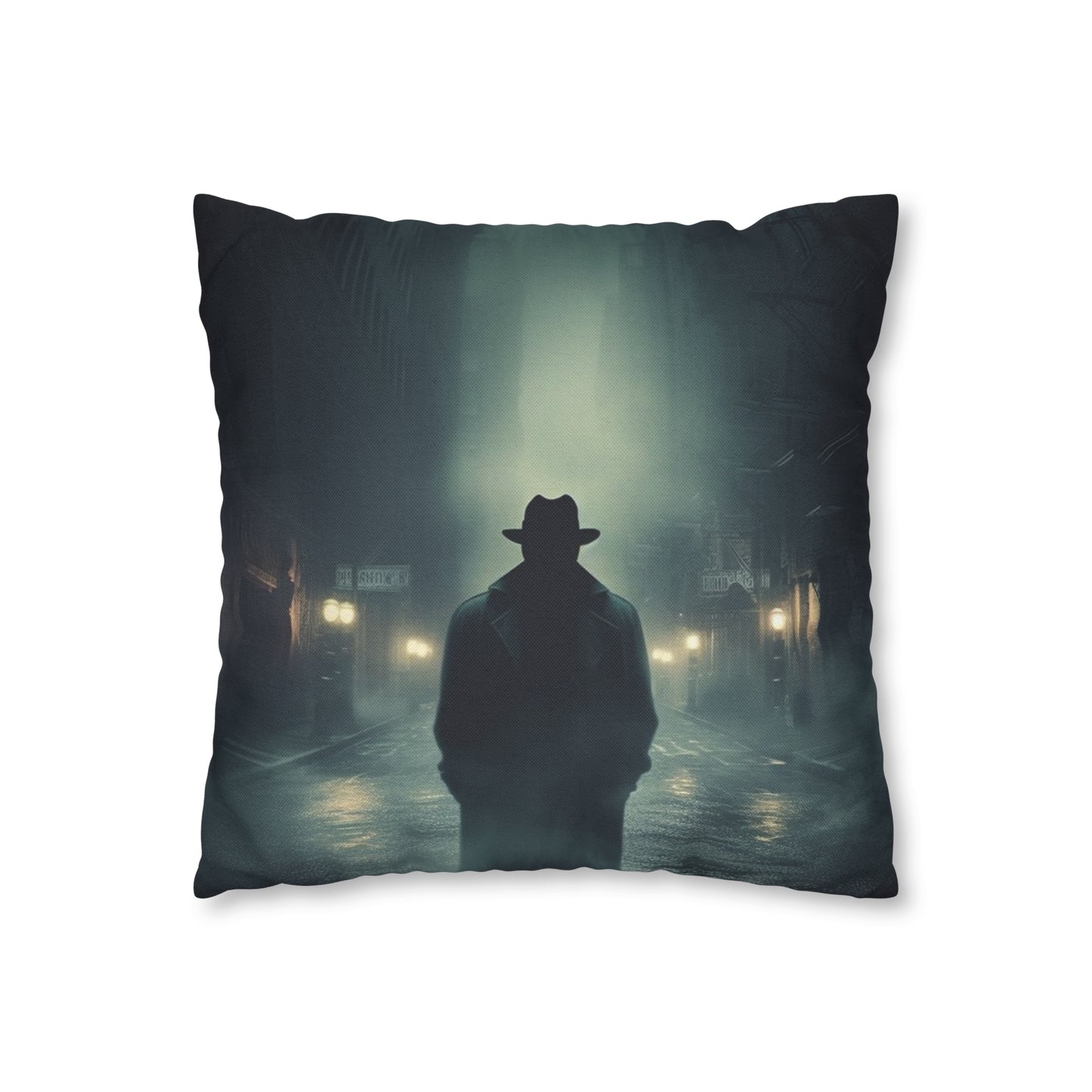 Mystery Detective Alley - Noir Book Cover Artwork Spun Polyester Square Pillow Case