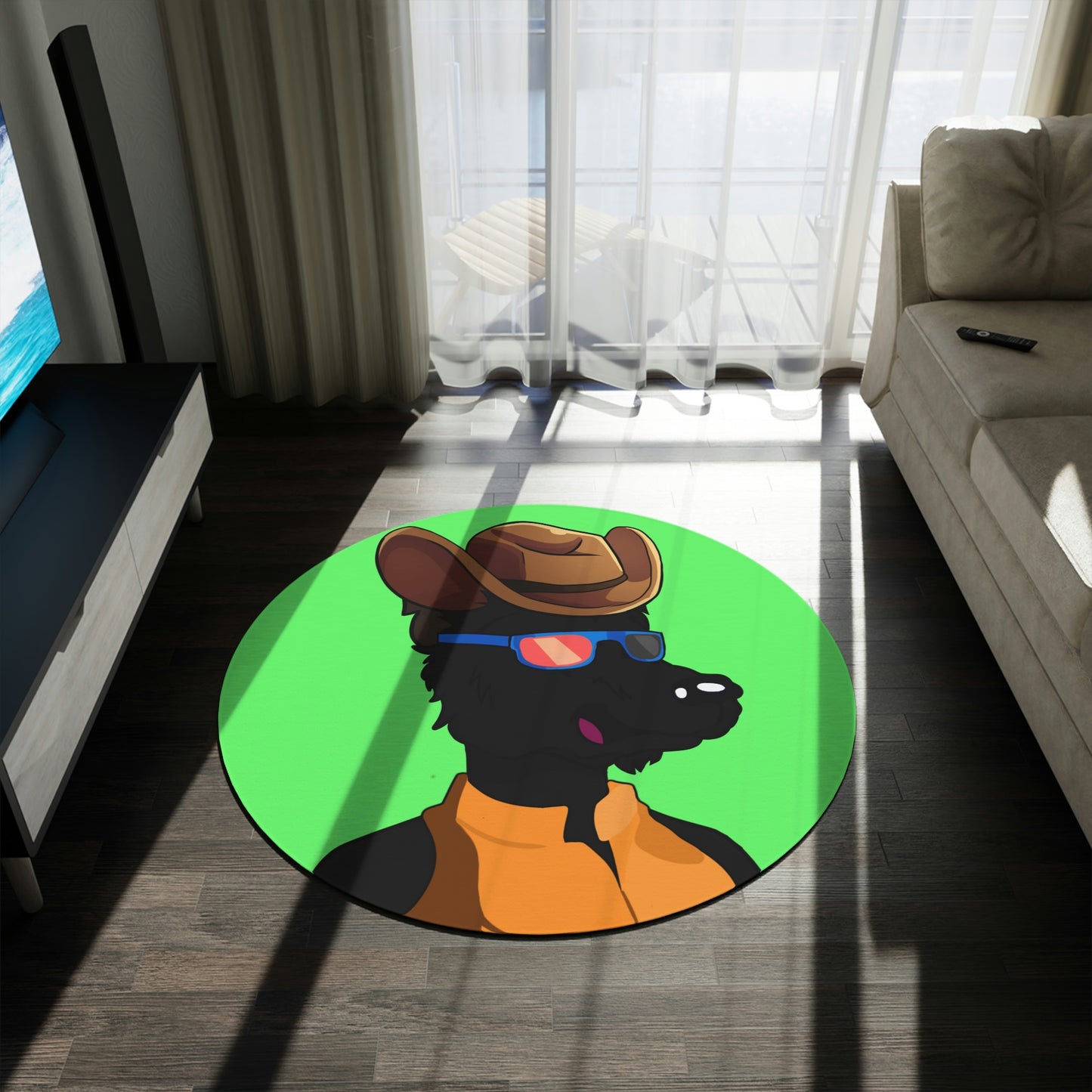 Cyborg Wolf Puffy Jacket Puffy Jacket Cowboy Hat Round Rug