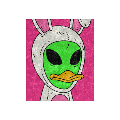 Bunny Ears Green Visitor Duck Face Alien Crushed Velvet Blanket