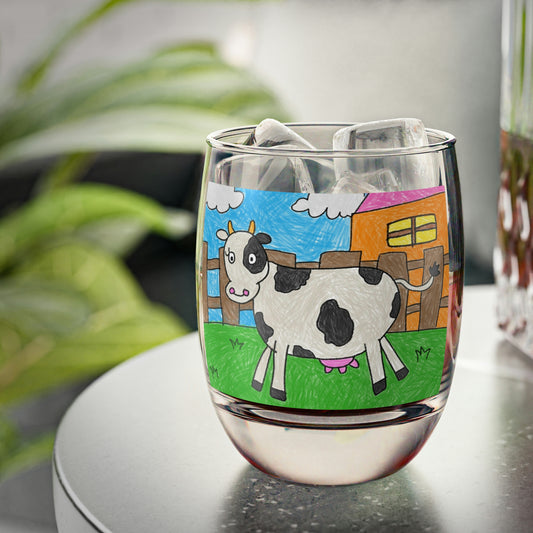 Cow Moo Farm Barn Animal Character Whiskey Glass