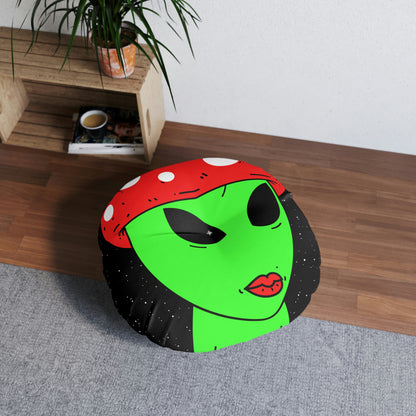 Multi Visitor (2) Green Alien w/ Devil Wings + Mushroom Head Tufted Floor Pillow, Round - Visitor751