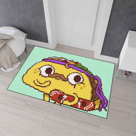 Alfombrilla de suelo resistente con dibujos animados de personaje de taco de snowboard