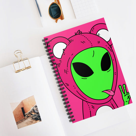 Bear Outfit Animal Alien Peace Spiral Notebook - Ruled Line