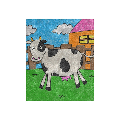 Cow Moo Farm Barn Animal Character Crushed Velvet Blanket