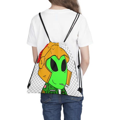 Spartan Helmet Military Jacket Lolipop Mouth Green Alien Visitor Outdoor Drawstring Bag