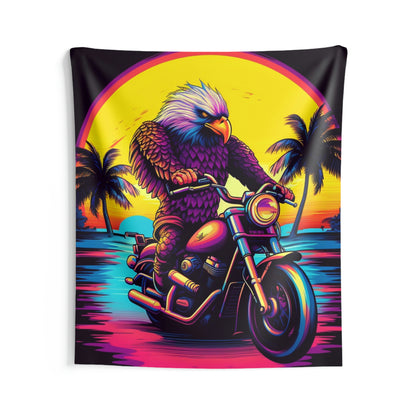 Rider Motorcycle American Bald Eagle Flyer US Graphic Indoor Wall Tapestries