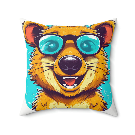 Quokka Cartoon Design Happy Animal Spun Polyester Square Pillow