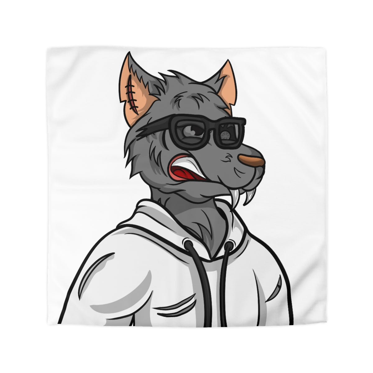 Cyborg Wolf Black Shades Sudadera blanca con capucha Funda nórdica de microfibra